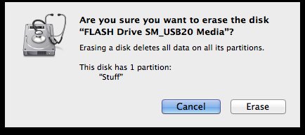 Are you sure you want to erase the drive window