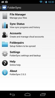 FolderSync menu